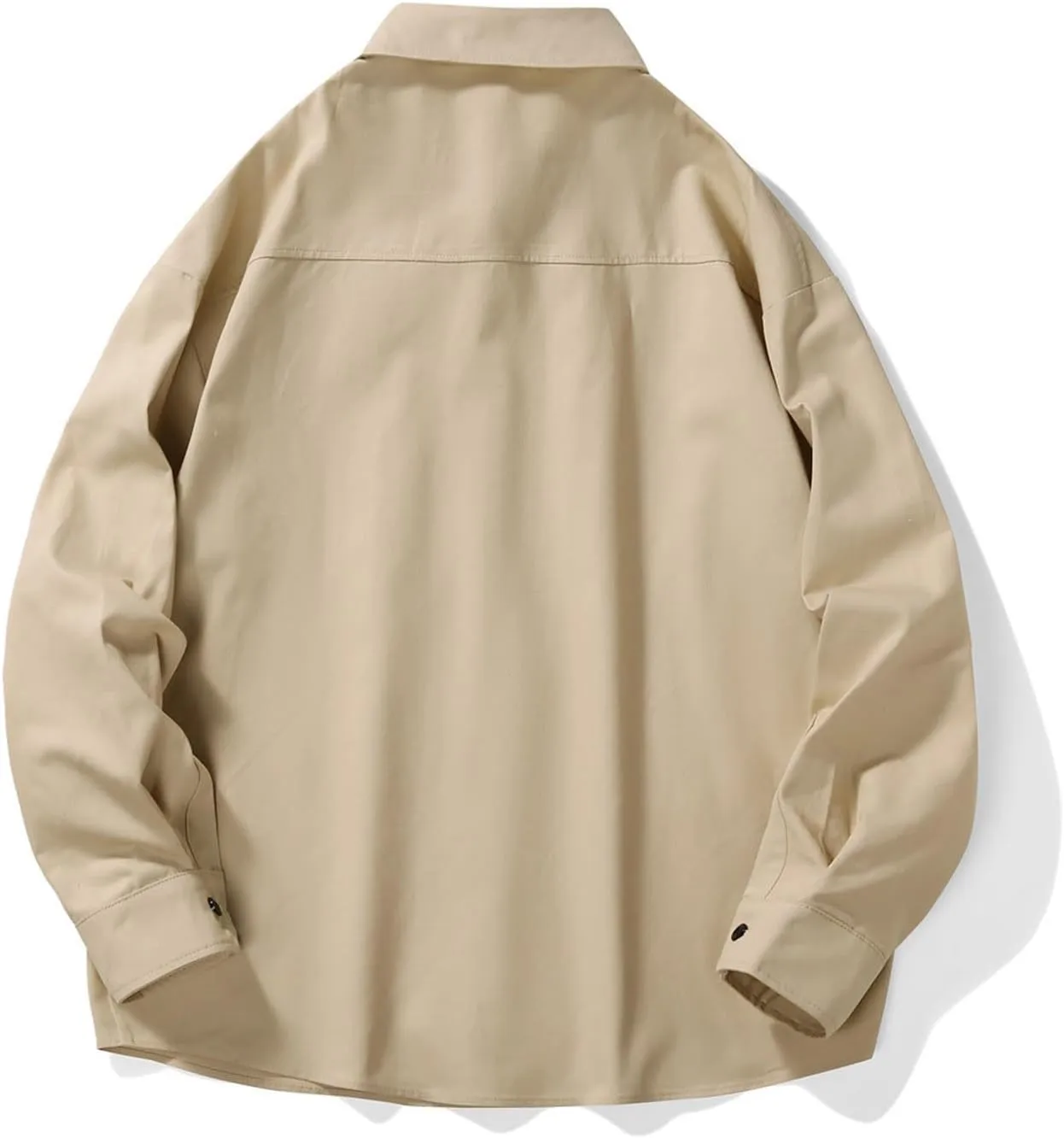 Men Relaxed Fit Shacket Jacket Long Sleeve Casual Oversized Button Down Shirt Plus Size Lightweight Solid Shirts Front Pocket