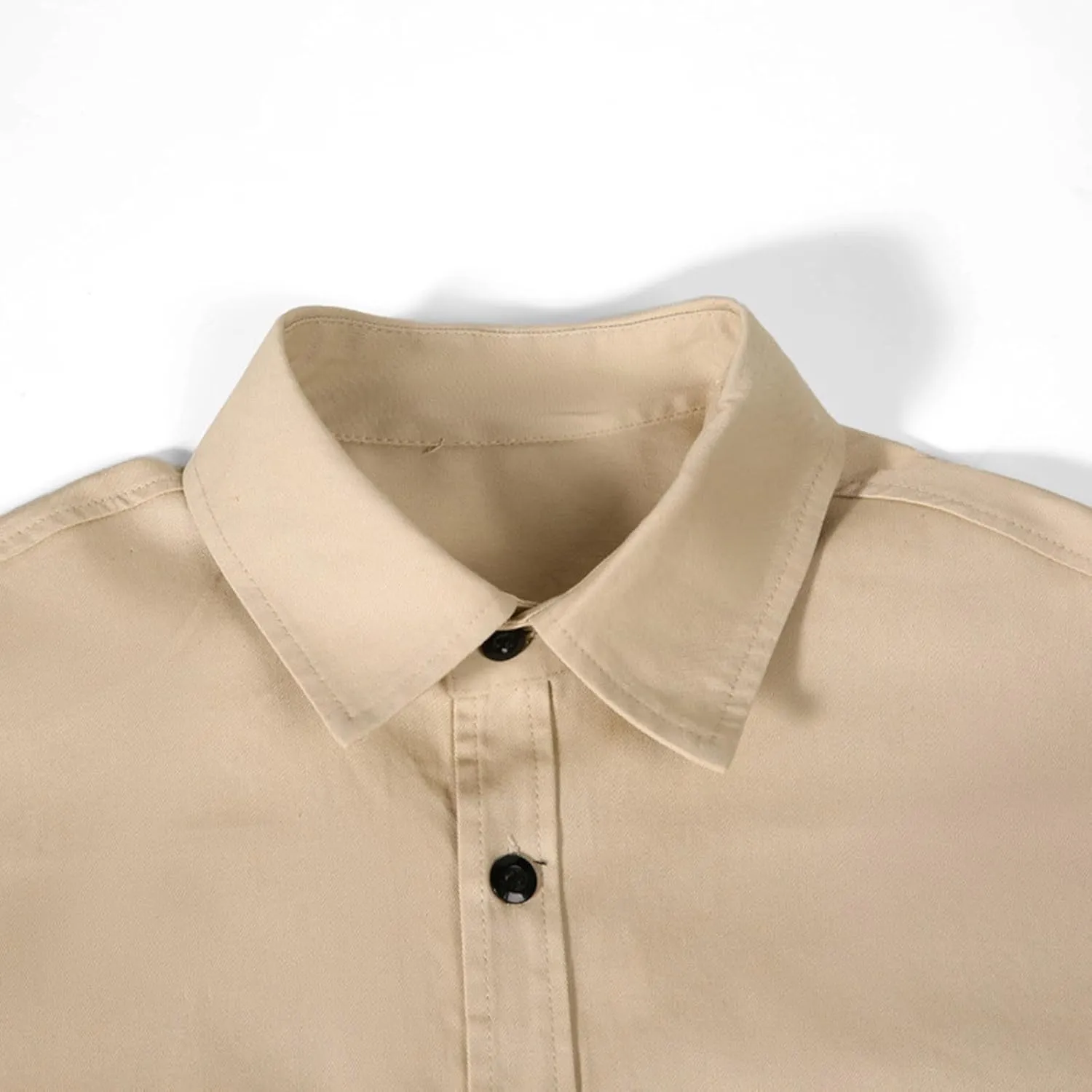 Men Relaxed Fit Shacket Jacket Long Sleeve Casual Oversized Button Down Shirt Plus Size Lightweight Solid Shirts Front Pocket