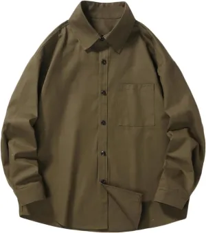 Men Relaxed Fit Shacket Jacket Long Sleeve Casual Oversized Button Down Shirt Plus Size Lightweight Solid Shirts Front Pocket