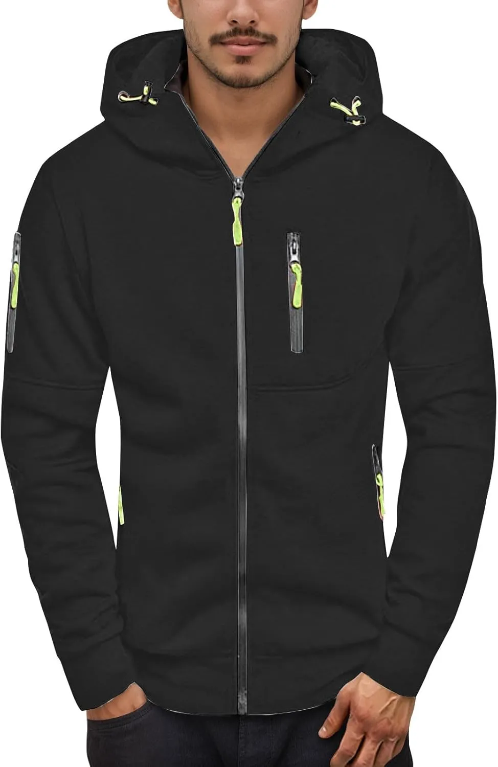 Men Zip Up Hoodie Big and Tall Thermal Sweatshirt Winter Personalized Sweater