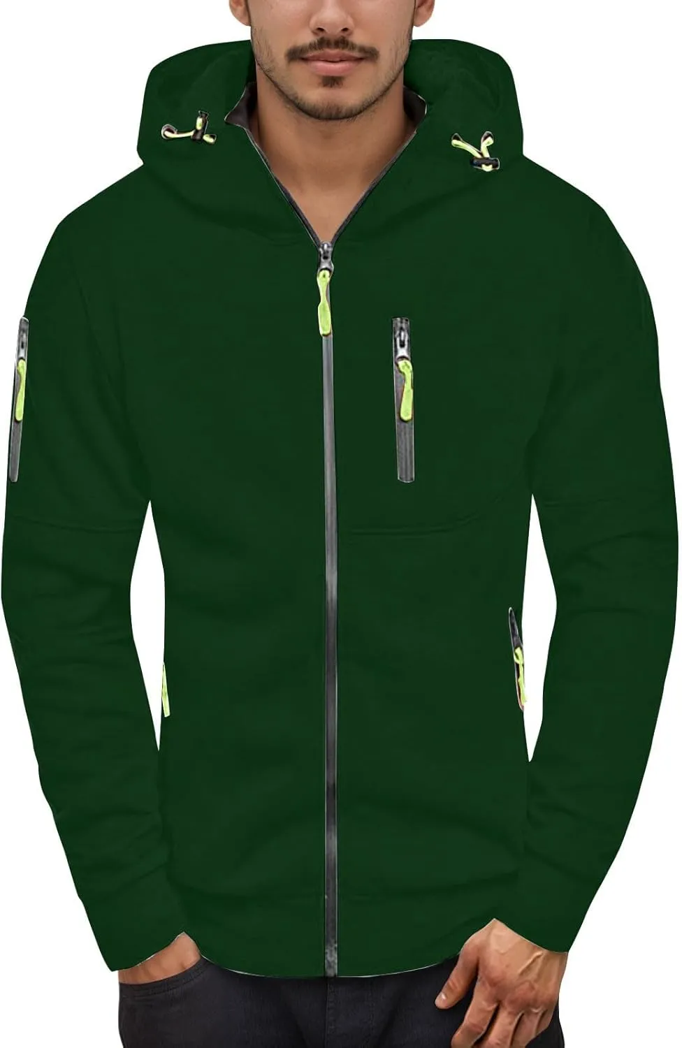 Men Zip Up Hoodie Big and Tall Thermal Sweatshirt Winter Personalized Sweater