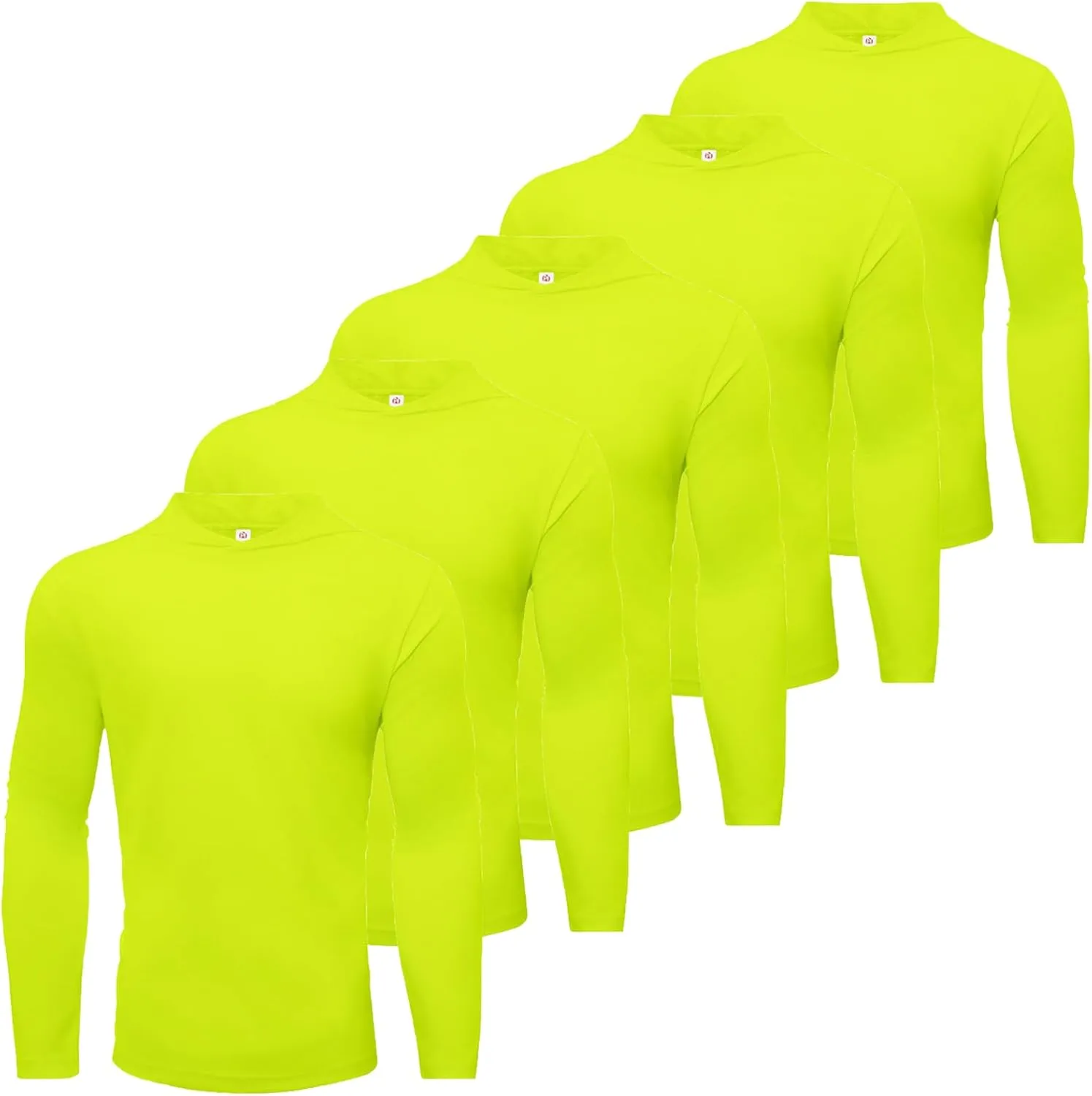 Mens Active Athletic T-Shirts Set Long Sleeve Sun Protective Quick Dry Hoodies Shirt 5 Pack