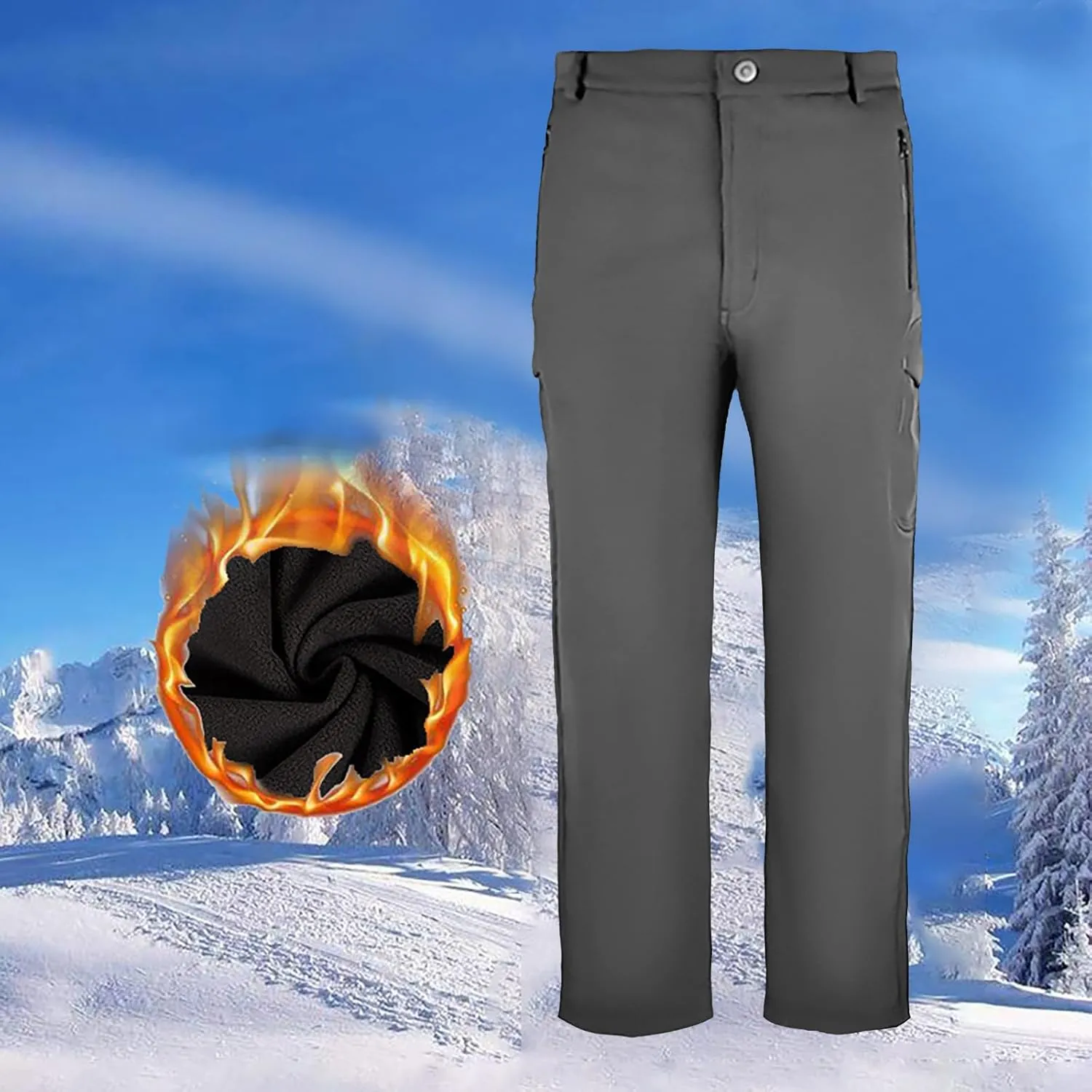 Mens Camo Pants Flexcamo - Tactical Waterproof Cargo Pants Fleece Lined Military Work Pants Warm Winter Hiking Pants
