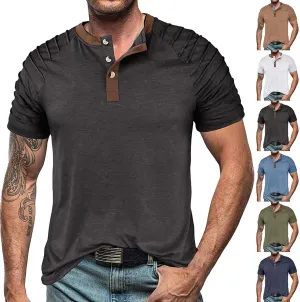 Men's Casual Henley T-Shirt Cotton Short Sleeve Shirt Soft Comfy Lightweight Breathable Summer Tops Everyday Wear