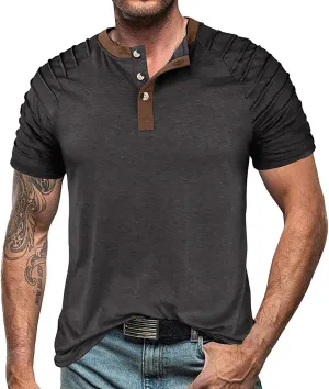 Men's Casual Henley T-Shirt Cotton Short Sleeve Shirt Soft Comfy Lightweight Breathable Summer Tops Everyday Wear
