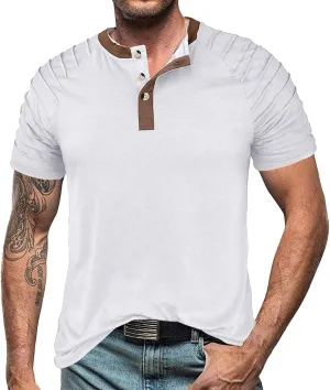 Men's Casual Henley T-Shirt Cotton Short Sleeve Shirt Soft Comfy Lightweight Breathable Summer Tops Everyday Wear