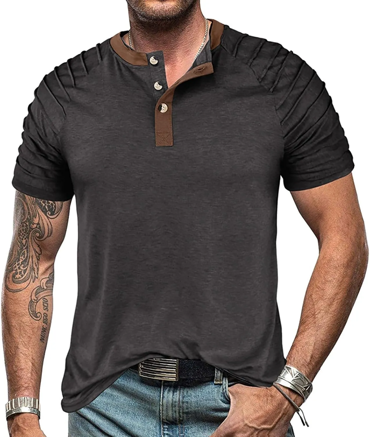 Men's Casual Henley T-Shirt Cotton Short Sleeve Shirt Soft Comfy Lightweight Breathable Summer Tops Everyday Wear