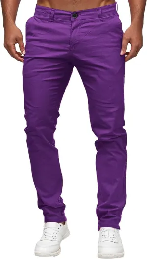 Mens Casual Jogger Pants Solid Skinny Fit Lightweight Plus Size Straight Leg Long Pants Trendy Trousers with Pockets Wide Leg Sweatpants,Purple,L