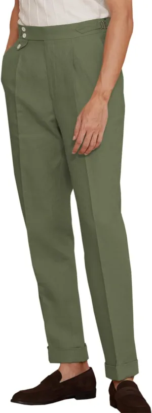 Men's Casual Linen Blend Classic Fit Straight Legs Summer Elastic Waist Pants Trouser