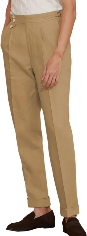 Men's Casual Linen Blend Classic Fit Straight Legs Summer Elastic Waist Pants Trouser