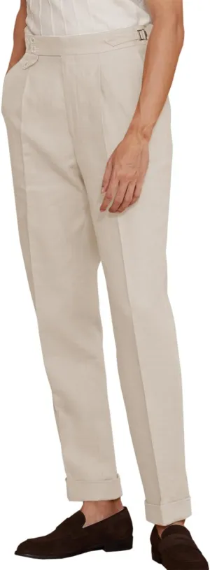 Men's Casual Linen Blend Classic Fit Straight Legs Summer Elastic Waist Pants Trouser