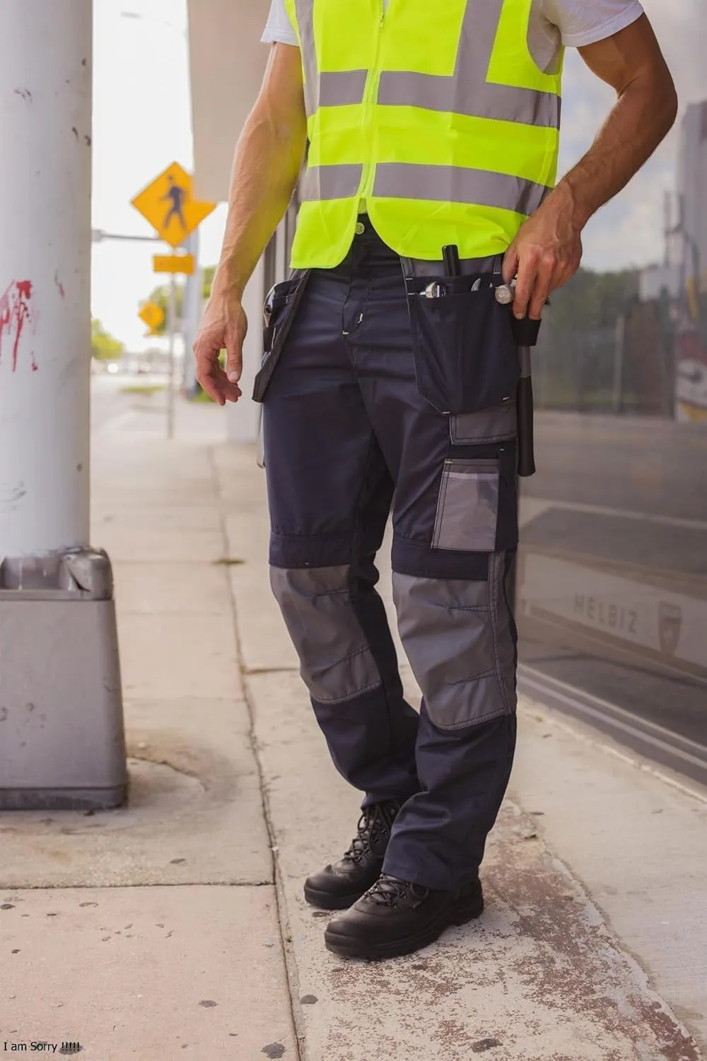 Men's Construction Pants Tactical Field Pants Multi-Pocket Carpenter Utility Cargo Heavy-Duty Work Pants