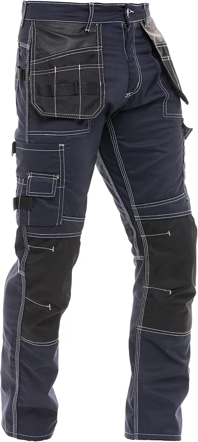 Men's Construction Pants with Cordura Knees Reinforced Carpenter Work Pants Tactical Workwear Cargo Safety Trousers