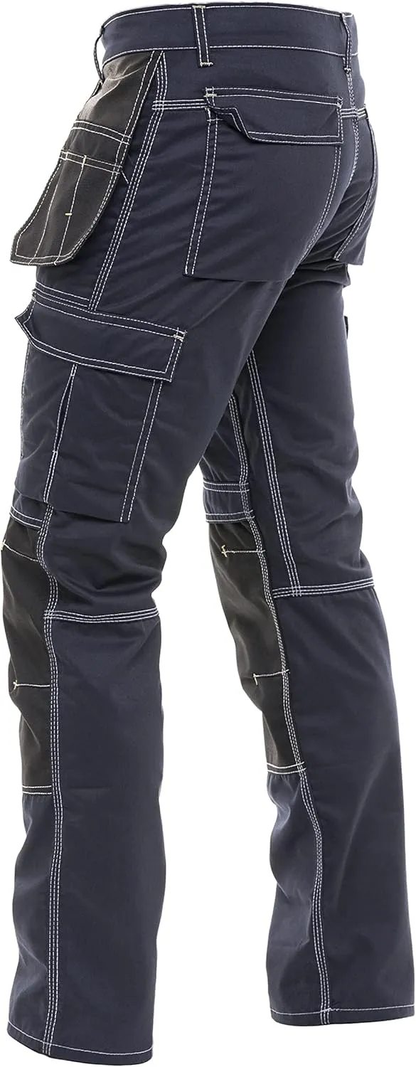 Men's Construction Pants with Cordura Knees Reinforced Carpenter Work Pants Tactical Workwear Cargo Safety Trousers