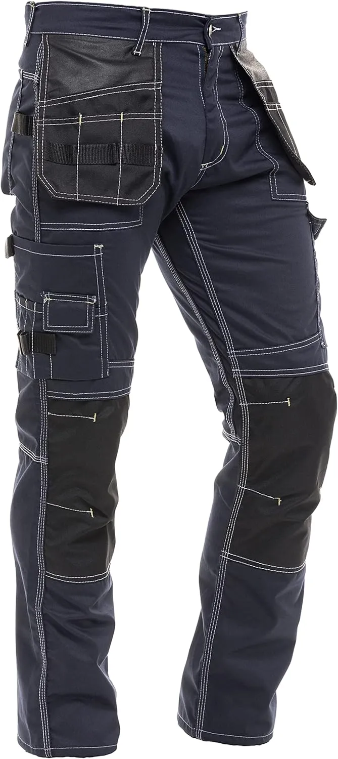 Men's Construction Pants with Cordura Knees Reinforced Carpenter Work Pants Tactical Workwear Cargo Safety Trousers