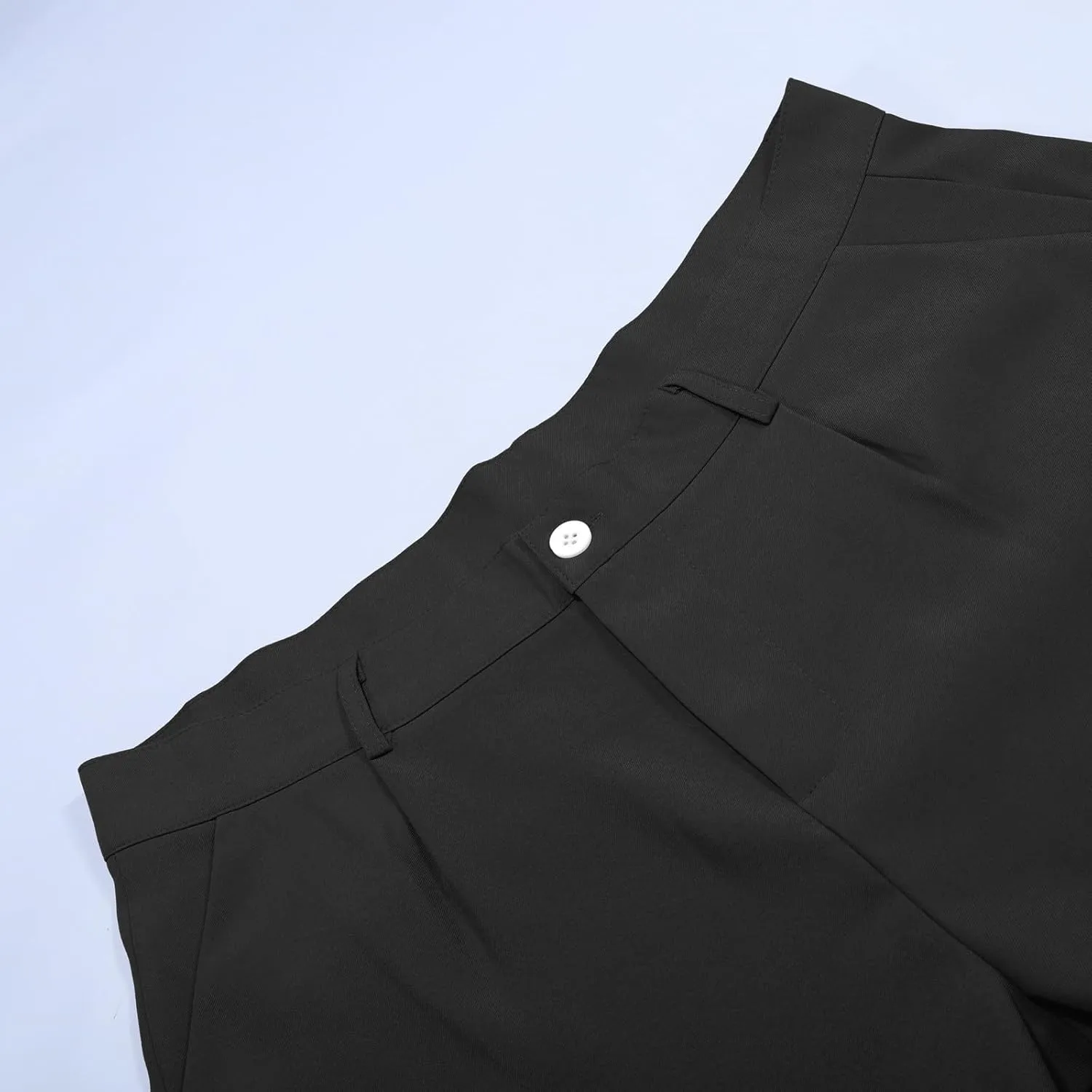 Men's Dress Pants Solid Color Loose Button Closure Straight Leg Pants Comfort Business Casual Trousers with Pockets