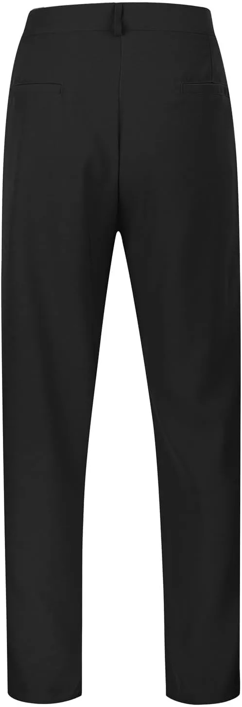 Men's Dress Pants Solid Color Loose Button Closure Straight Leg Pants Comfort Business Casual Trousers with Pockets