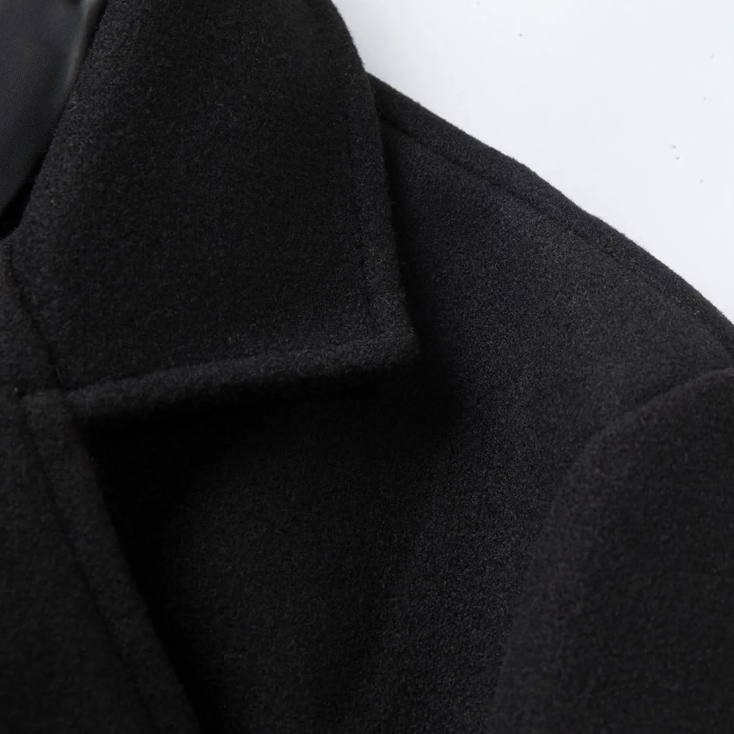 Men's Fall Winter Office Double Breasted Long Dress Wool Coat Overcoat Warm Woolen Casual Lapel Collar Trench Coats