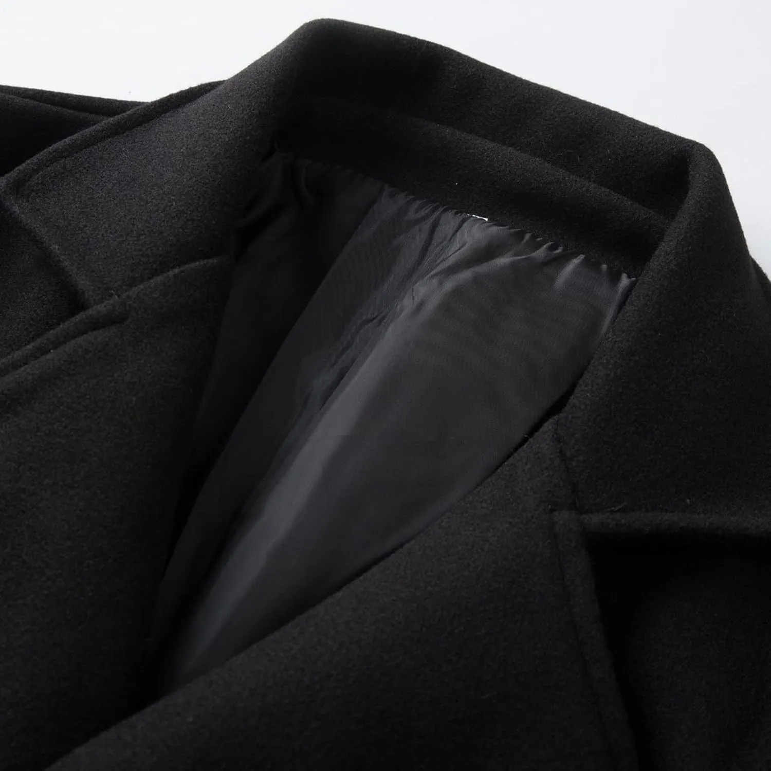 Men's Fall Winter Office Double Breasted Long Dress Wool Coat Overcoat Warm Woolen Casual Lapel Collar Trench Coats