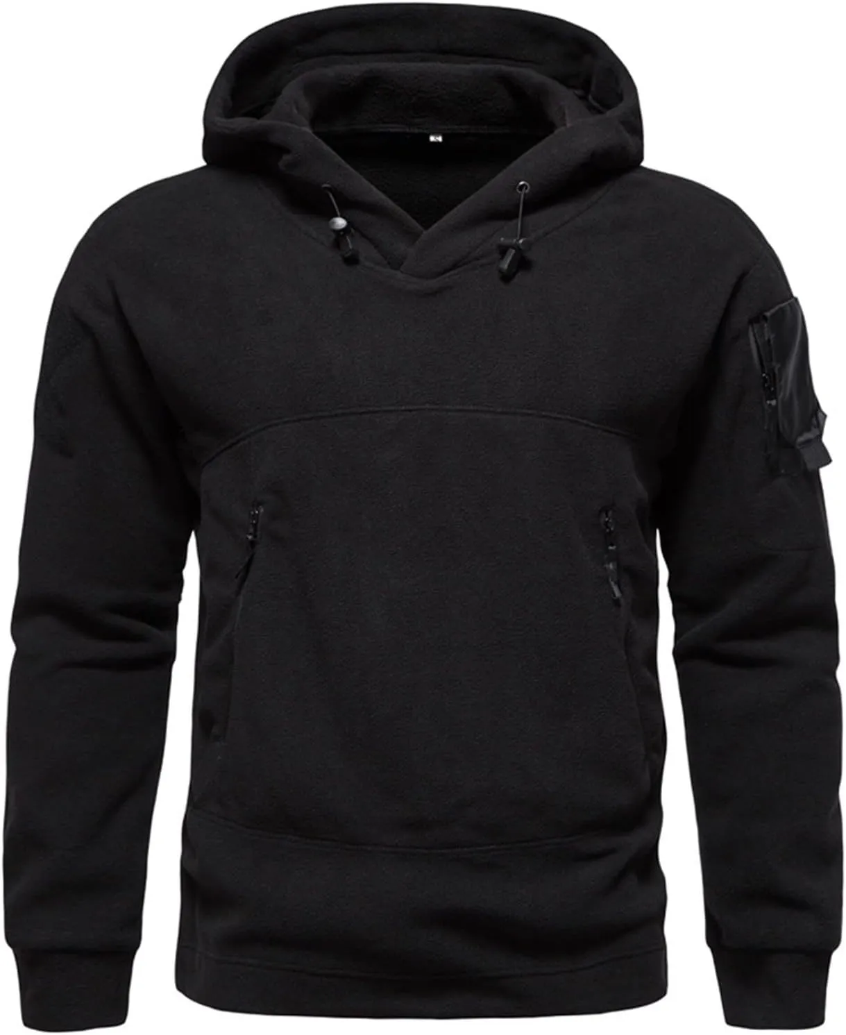 Men's Fleece Drawstring Fake Two-Piece Sports Heated Sweatshirt Pullover Long Sleeve Zipper Hooded Jacket Coats Big And Tall