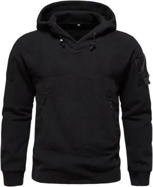 Men's Fleece Drawstring Fake Two-Piece Sports Heated Sweatshirt Pullover Long Sleeve Zipper Hooded Jacket Coats Big And Tall