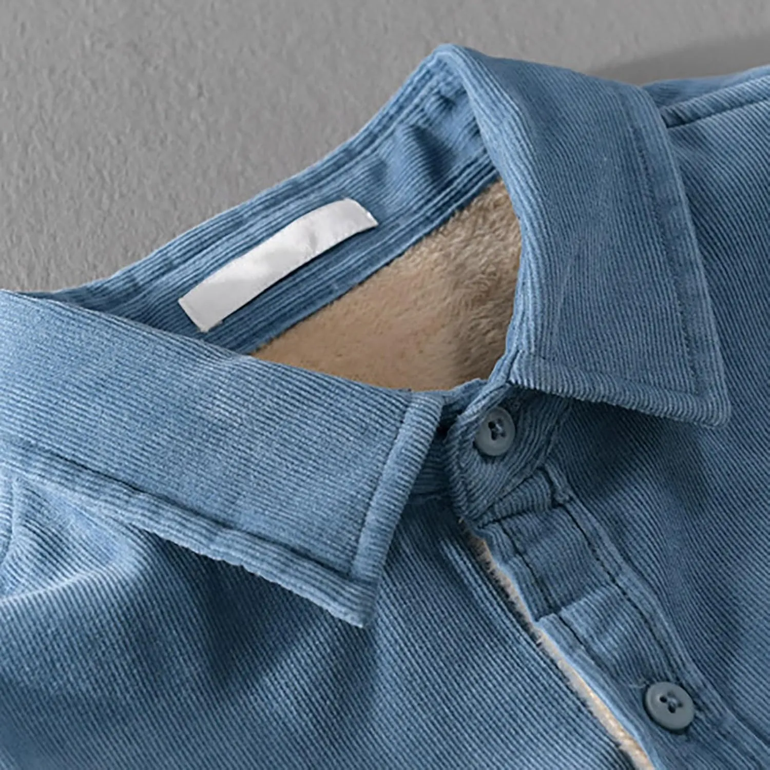 Mens Fleece Lined Corduroy Shirt Long Sleeve Button Down Sweatshirt Plus Size Textured Pullover Winter Thermal Jacket
