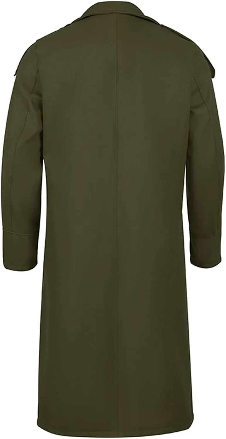 Men's Full Length Winter Trench Coat Double Breasted Wool Blend Long Windbreaker Notch Lapel Peacoat Overcoat