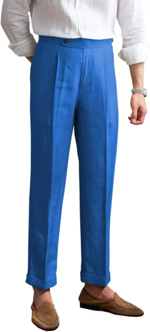 Men's Linen Pants Vintage Lightweight Premium Dress Pants for Men Spring Summer