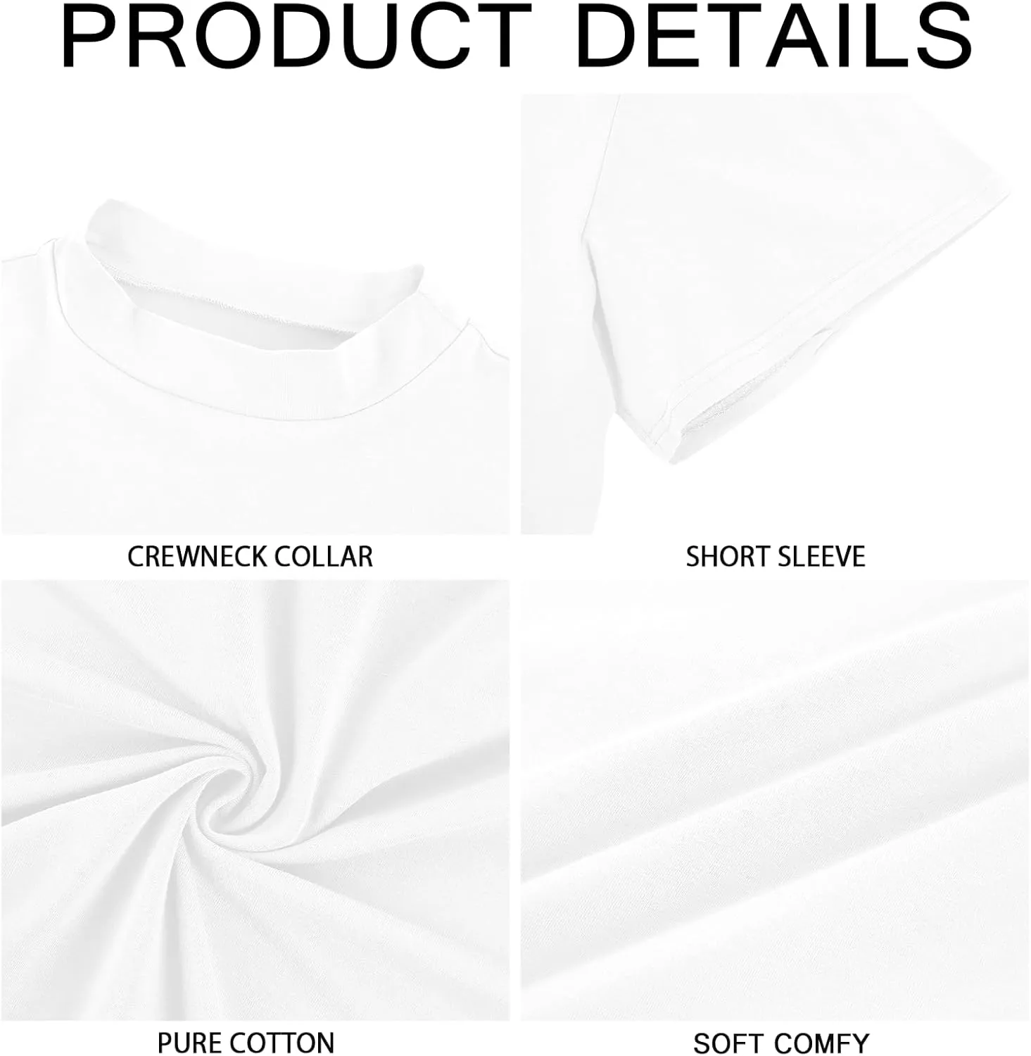 Mens Mock Turtleneck T Shirts Short Sleeve Cotton Basic Undershirt Relaxed Fit Lightweight Solid Pullover Tops