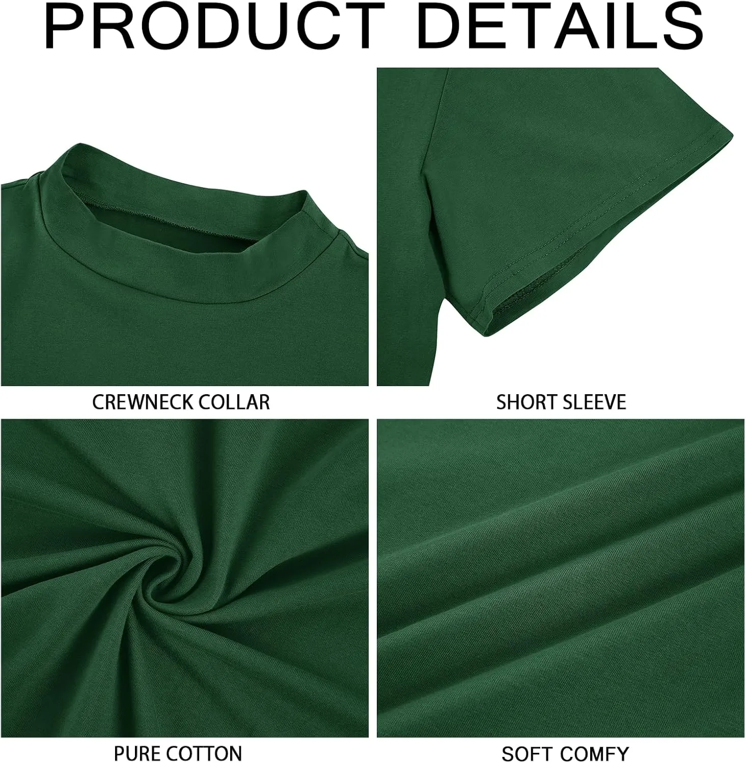 Mens Mock Turtleneck T Shirts Short Sleeve Cotton Basic Undershirt Relaxed Fit Lightweight Solid Pullover Tops