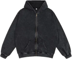Mens Oversized Hoodies Unisex Vintage Hoodies Zip Up Acid Wash Sweatshirt for Men Heavyweight