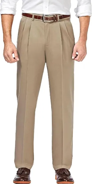 Men's Relaxed Fit Comfort Pants Fashion Business Pleated Suit Pant Casual Simple Straight Leg Trousers