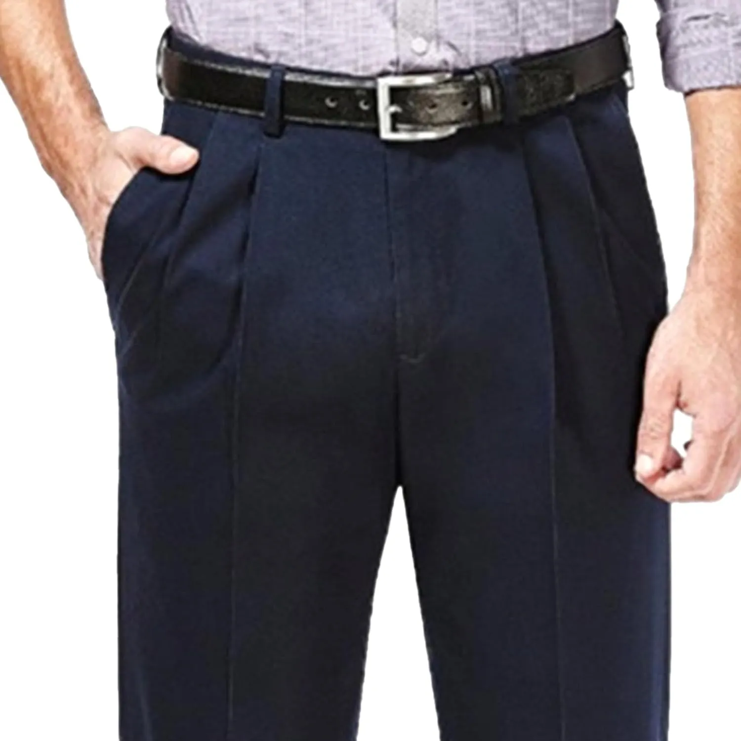 Men's Relaxed Fit Comfort Pants Fashion Business Pleated Suit Pant Casual Simple Straight Leg Trousers