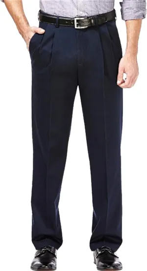 Men's Relaxed Fit Comfort Pants Fashion Business Pleated Suit Pant Casual Simple Straight Leg Trousers