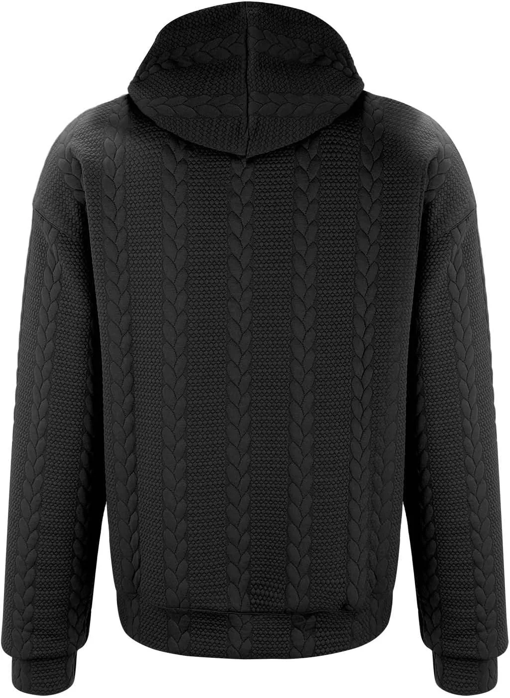 Mens Relaxed Fit Knitted Hoodie Hipster Casual Long Sleeve Solid Color Pullover Sweater Lightweight Hooded Sweatshirt