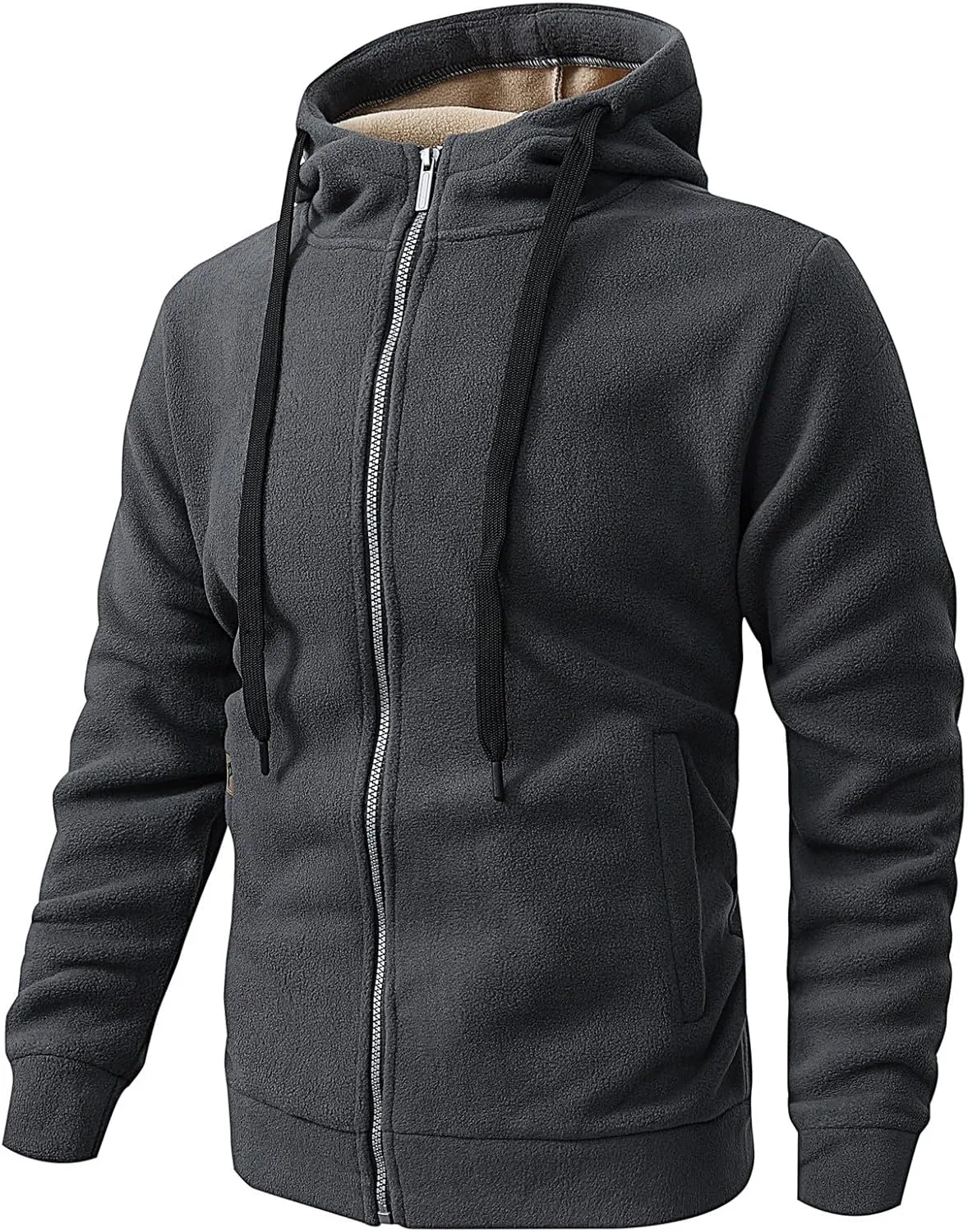 Mens Sherpa Hoodie Zip Up Fleece Heavyweight Hooded Warm Casual Thick Hoodies
