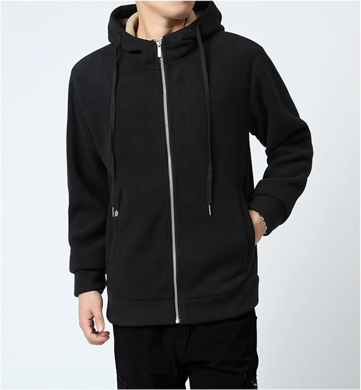 Mens Sherpa Hoodie Zip Up Fleece Heavyweight Hooded Warm Casual Thick Hoodies