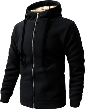 Mens Sherpa Hoodie Zip Up Fleece Heavyweight Hooded Warm Casual Thick Hoodies