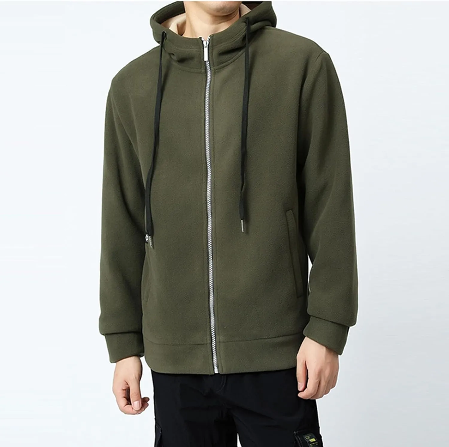 Mens Sherpa Hoodie Zip Up Fleece Heavyweight Hooded Warm Casual Thick Hoodies