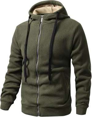 Mens Sherpa Hoodie Zip Up Fleece Heavyweight Hooded Warm Casual Thick Hoodies