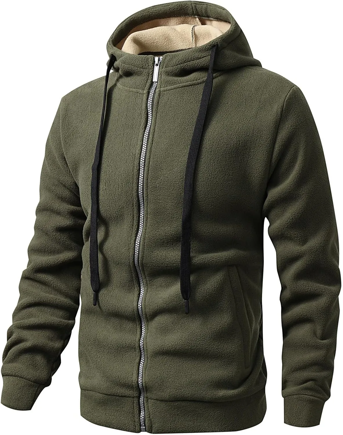 Mens Sherpa Hoodie Zip Up Fleece Heavyweight Hooded Warm Casual Thick Hoodies