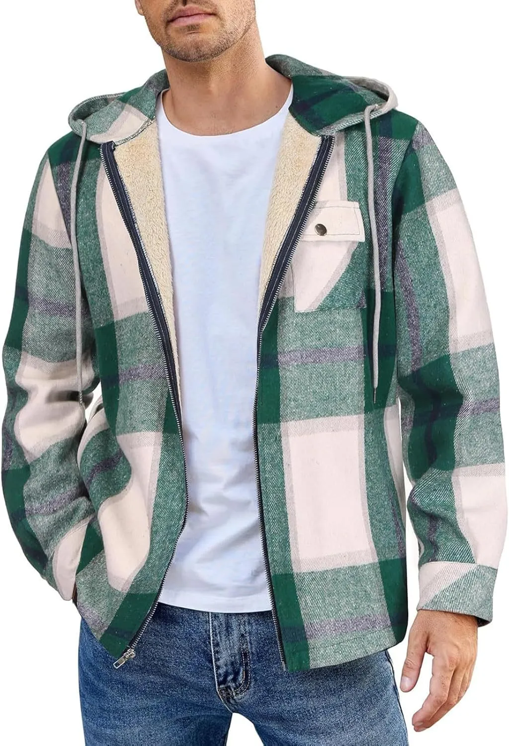 Mens Sherpa Hoodie Zip Up Fleece Winter Hooded Thick Thermal Heavyweight Sweatshirt