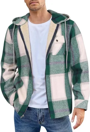 Mens Sherpa Hoodie Zip Up Fleece Winter Hooded Thick Thermal Heavyweight Sweatshirt