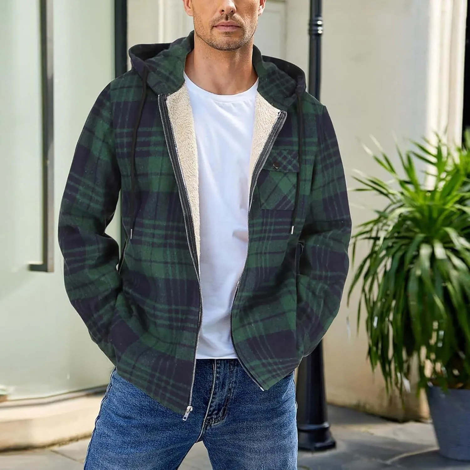 Mens Sherpa Hoodie Zip Up Fleece Winter Hooded Thick Thermal Heavyweight Sweatshirt