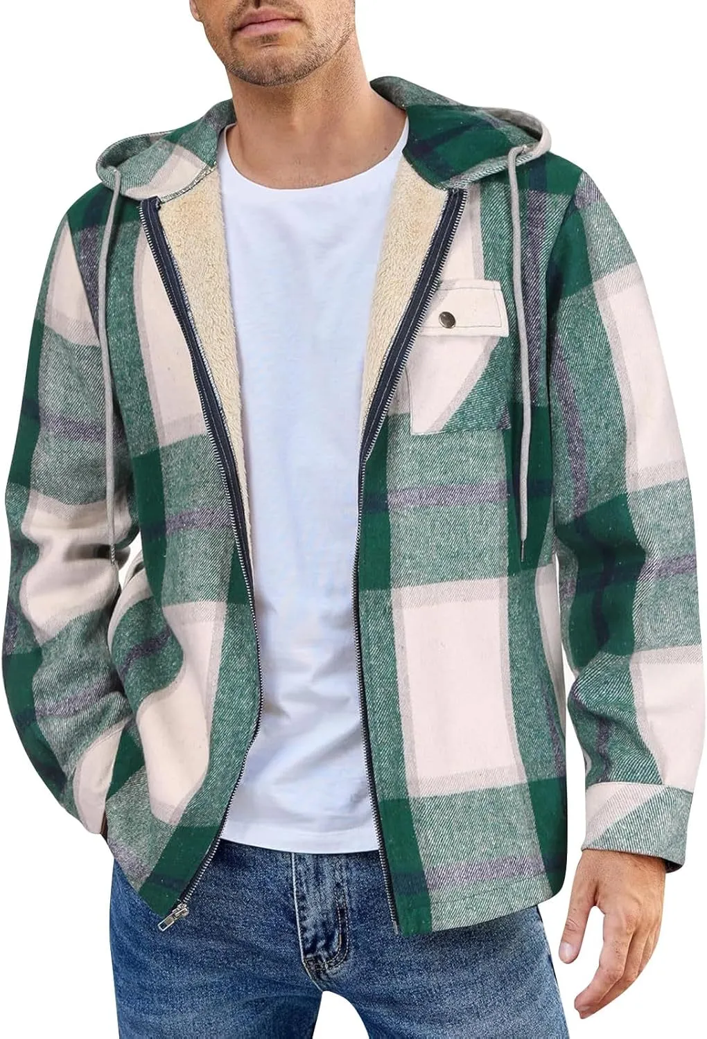 Mens Sherpa Hoodie Zip Up Fleece Winter Hooded Thick Thermal Heavyweight Sweatshirt