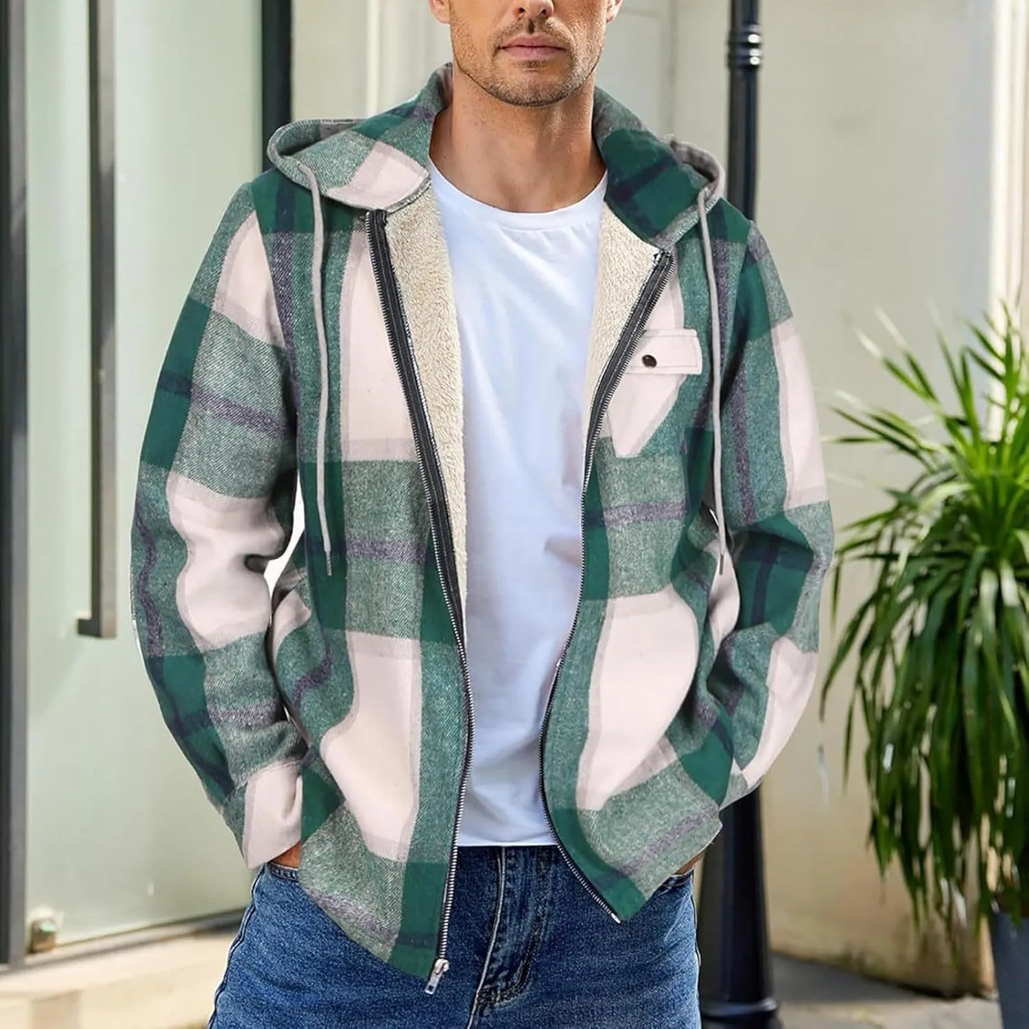 Mens Sherpa Hoodie Zip Up Fleece Winter Hooded Thick Thermal Heavyweight Sweatshirt