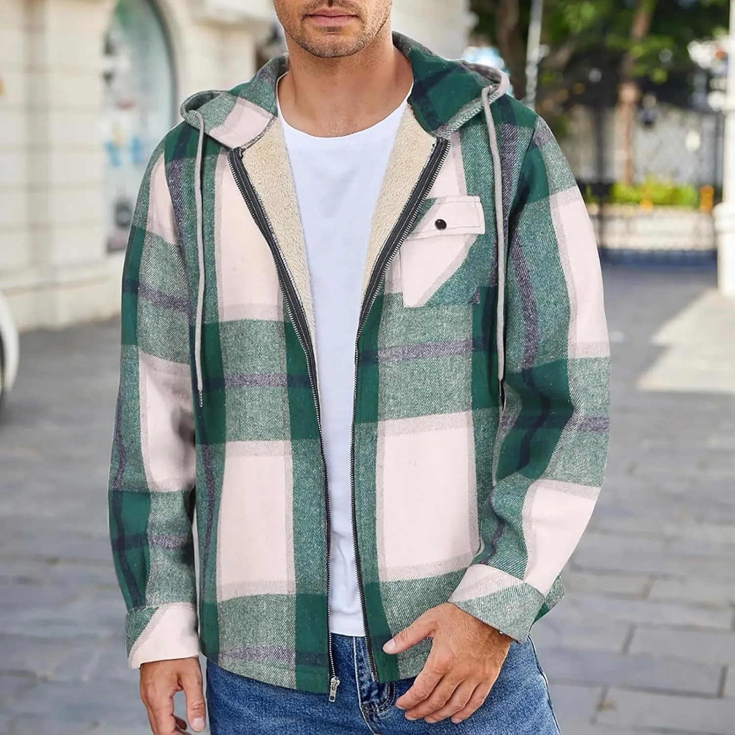 Mens Sherpa Hoodie Zip Up Fleece Winter Hooded Thick Thermal Heavyweight Sweatshirt