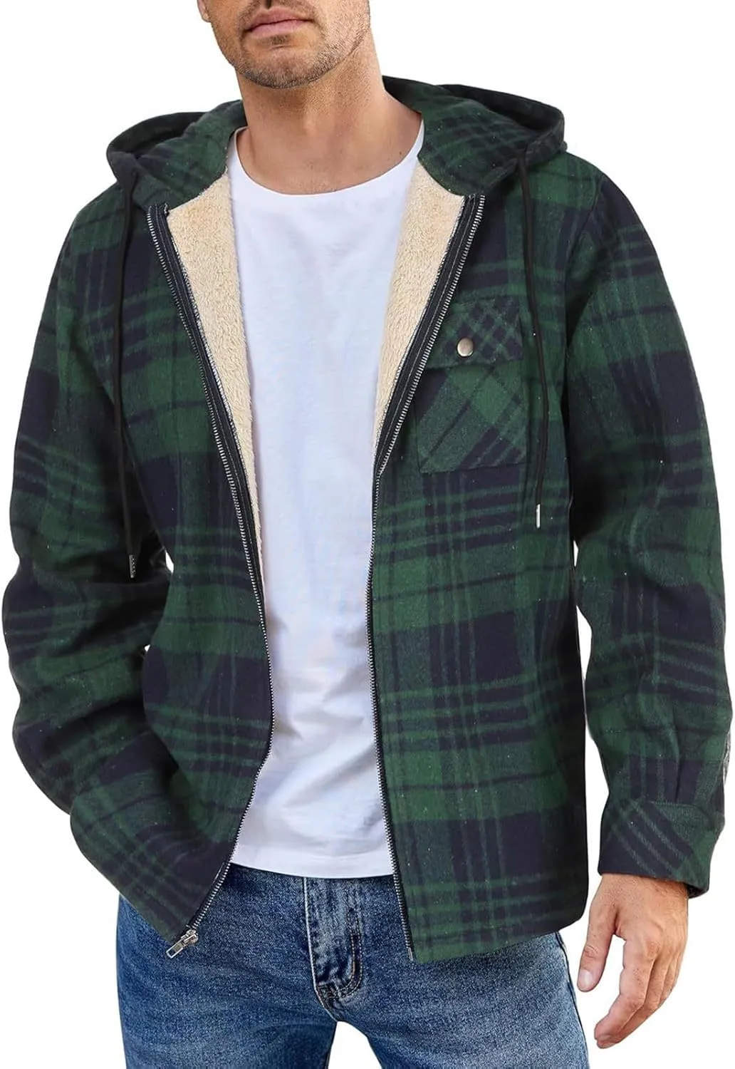 Mens Sherpa Hoodie Zip Up Fleece Winter Hooded Thick Thermal Heavyweight Sweatshirt