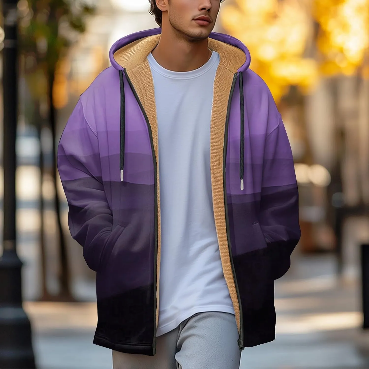Mens Sherpa Hoodie Zip Up Thermal Warm Hooded Fleece Winter Thick Hoodies