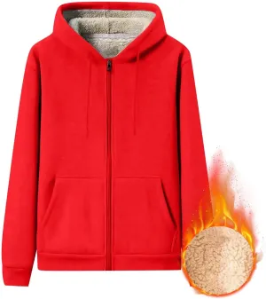 Mens Sherpa Hoodie Zip Up Thick Thermal Sweatshirt Casual Winter Warm Hoodies